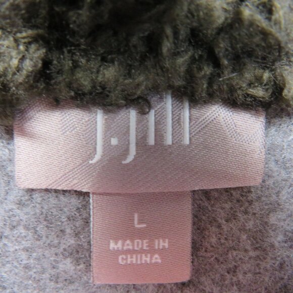 J  Jill Vest Womens Size Large Brown Sweater Faux Fur Collar Hidden Snap Front - Picture 4 of 8